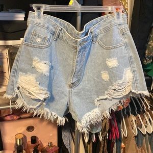 BRAND NEW SHEIN shorts . Size L , light wash super cute 😊